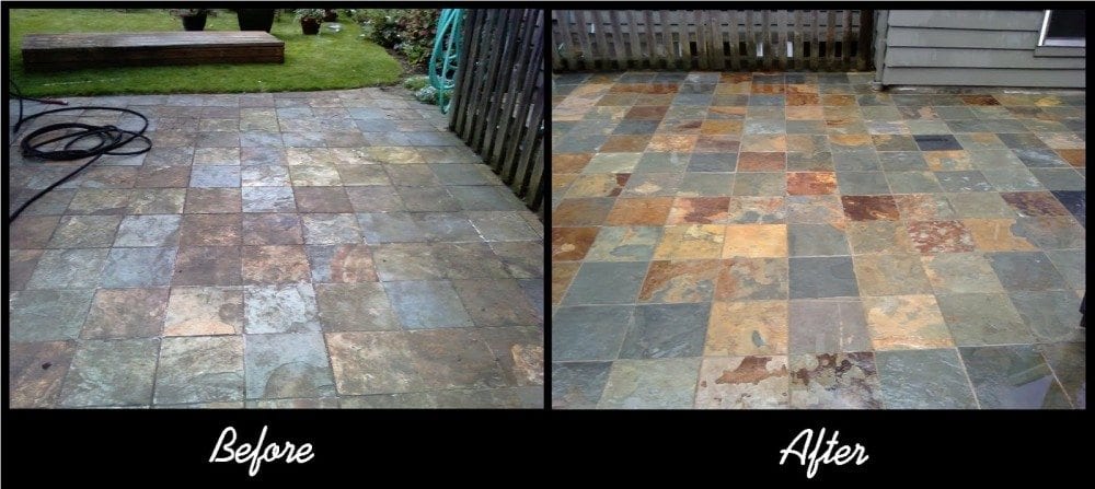 before and after of patio cleaning